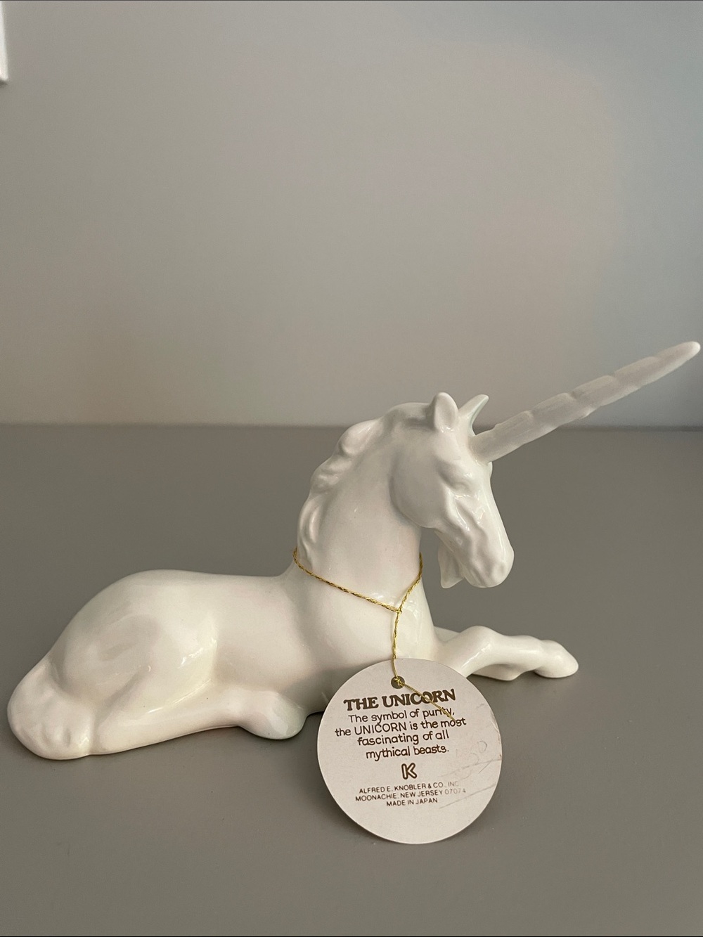 Vintage KNOBLER JapanWhite Ceramic Unicorn Figurine